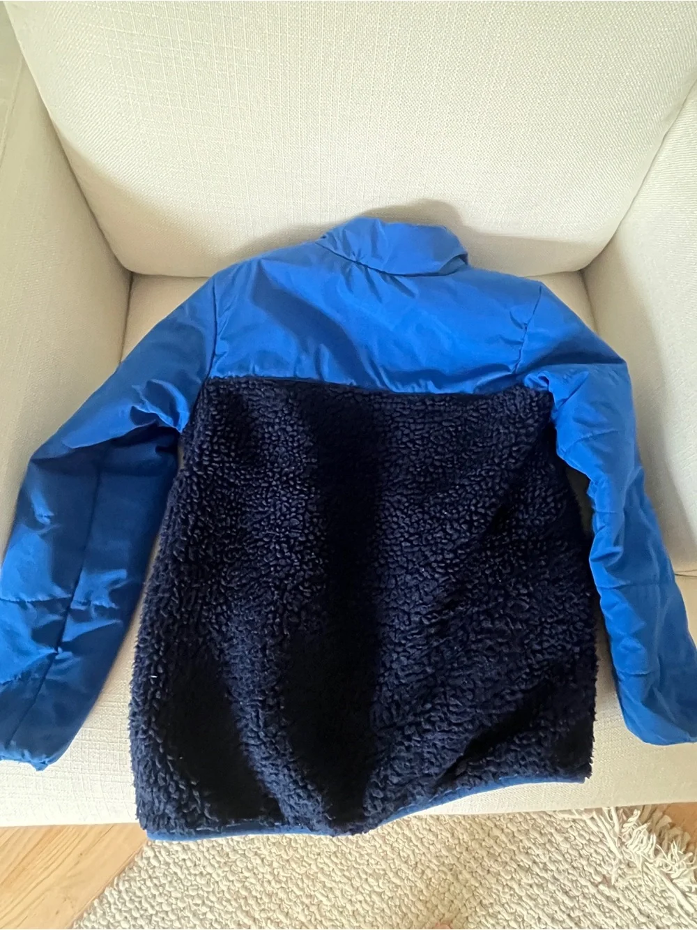 Lands' End Kids Blue Two-Tone Sherpa Puffer Jacket
